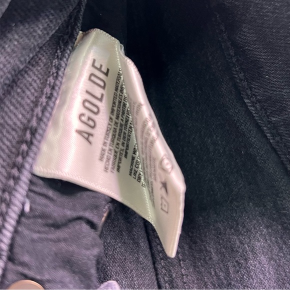 Agolde Carrie Long Length Slim Shorts - High Rise, Black, Size 24 - Picture 6 of 10